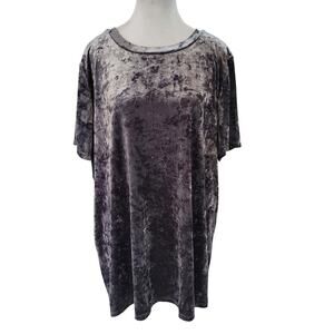 Torrid Size 2X‎ Heather Grey Crushed Velvet Short Sleeve Tee Top Holiday